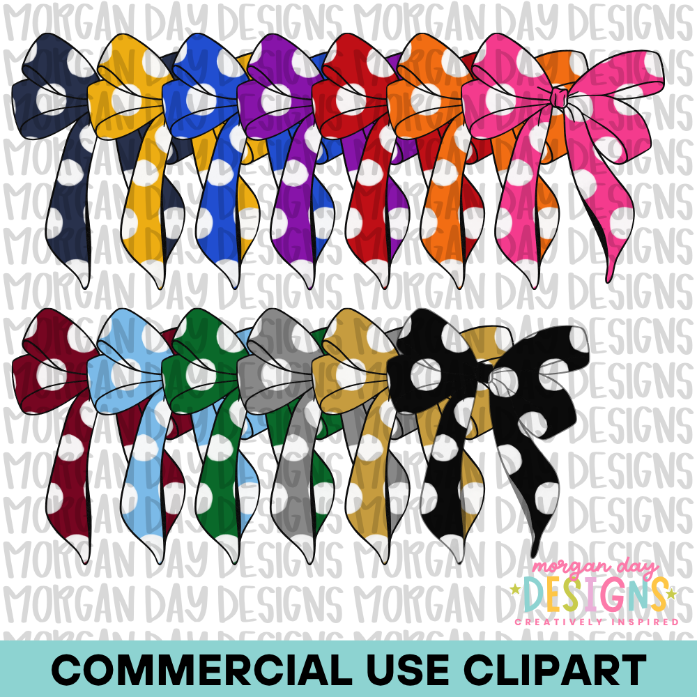 School Spirit Paint Dots Bow Clipart