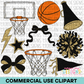 School Spirit Black Basketball Clipart