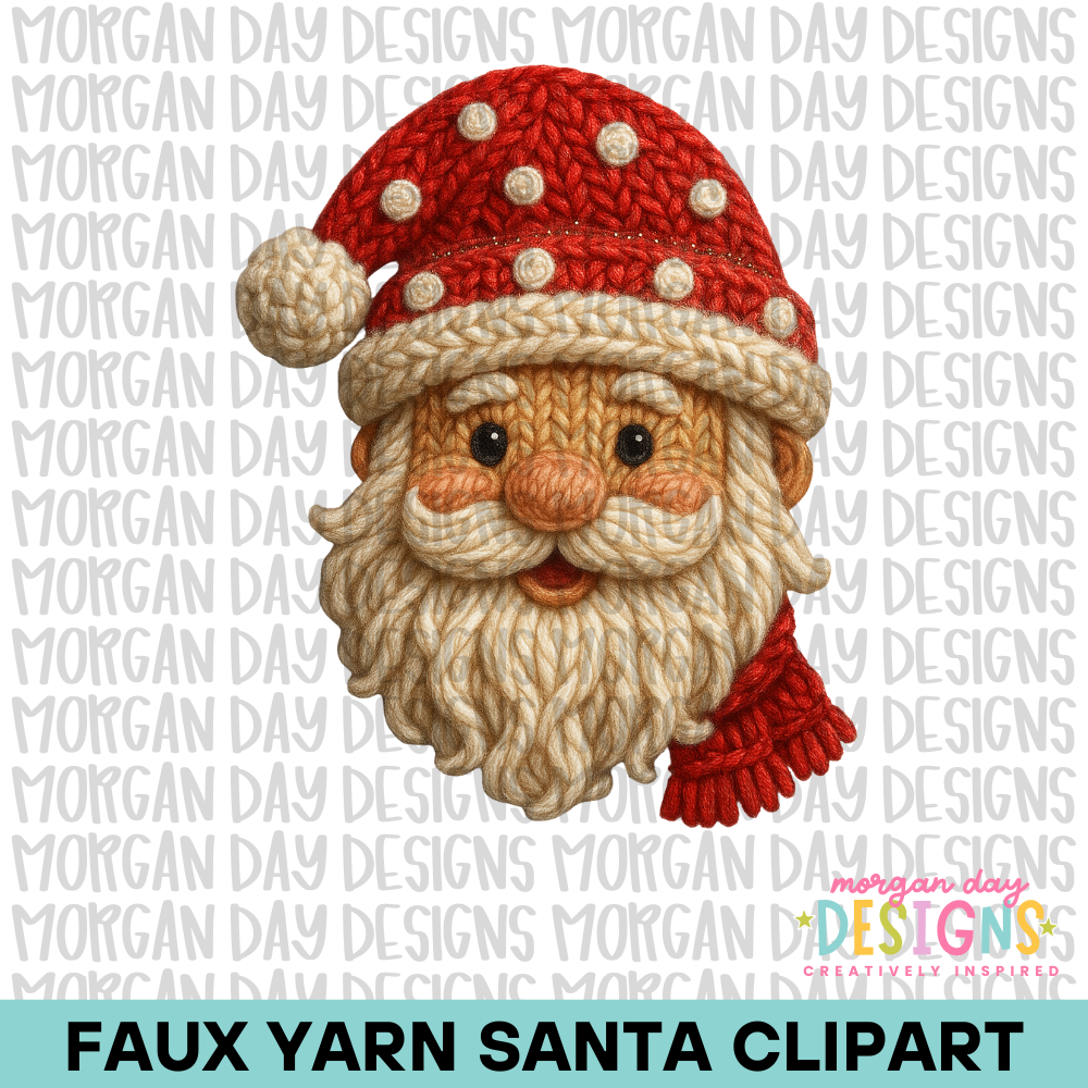 Faux Yarn Santa with Scarf Clipart