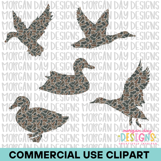 Camo Ducks Clipart Bundle 2