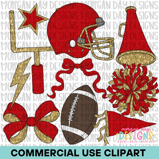 School Spirit Red Football Clipart