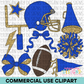 School Spirit Royal Football Clipart