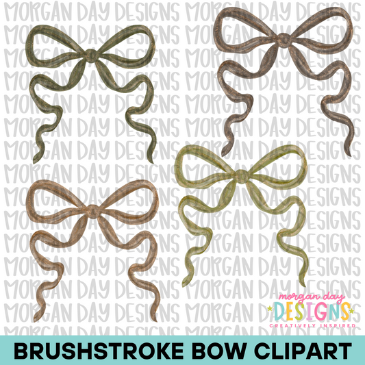 Camo Brushstroke Bow Clipart Bundle