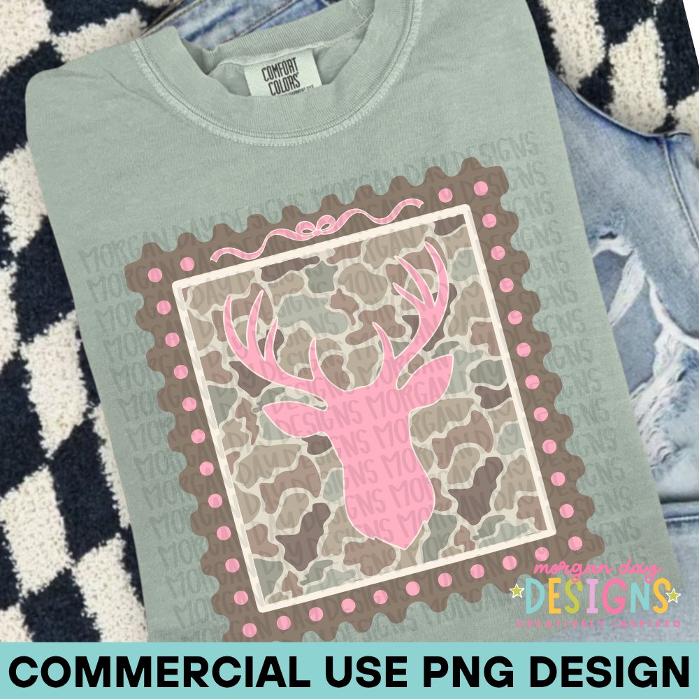 Camo Pink Deer Stamp PNG 2
