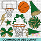 School Spirit Green Basketball Clipart