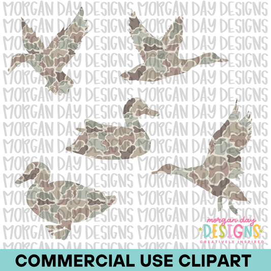 Camo Ducks Clipart Bundle 3