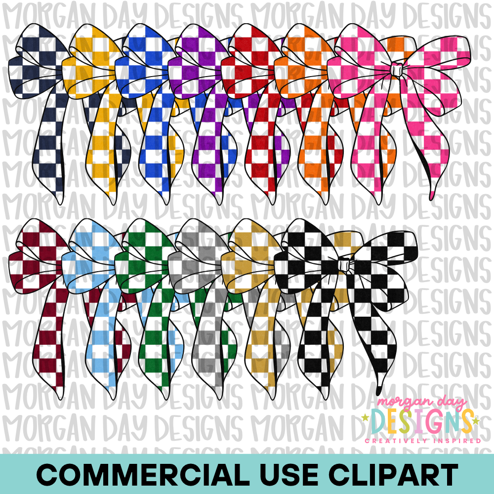 School Spirit Checkered Bow Clipart