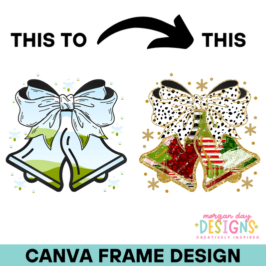 Coquette Christmas Bells Canva Frame