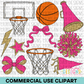 School Spirit Pink Basketball Clipart