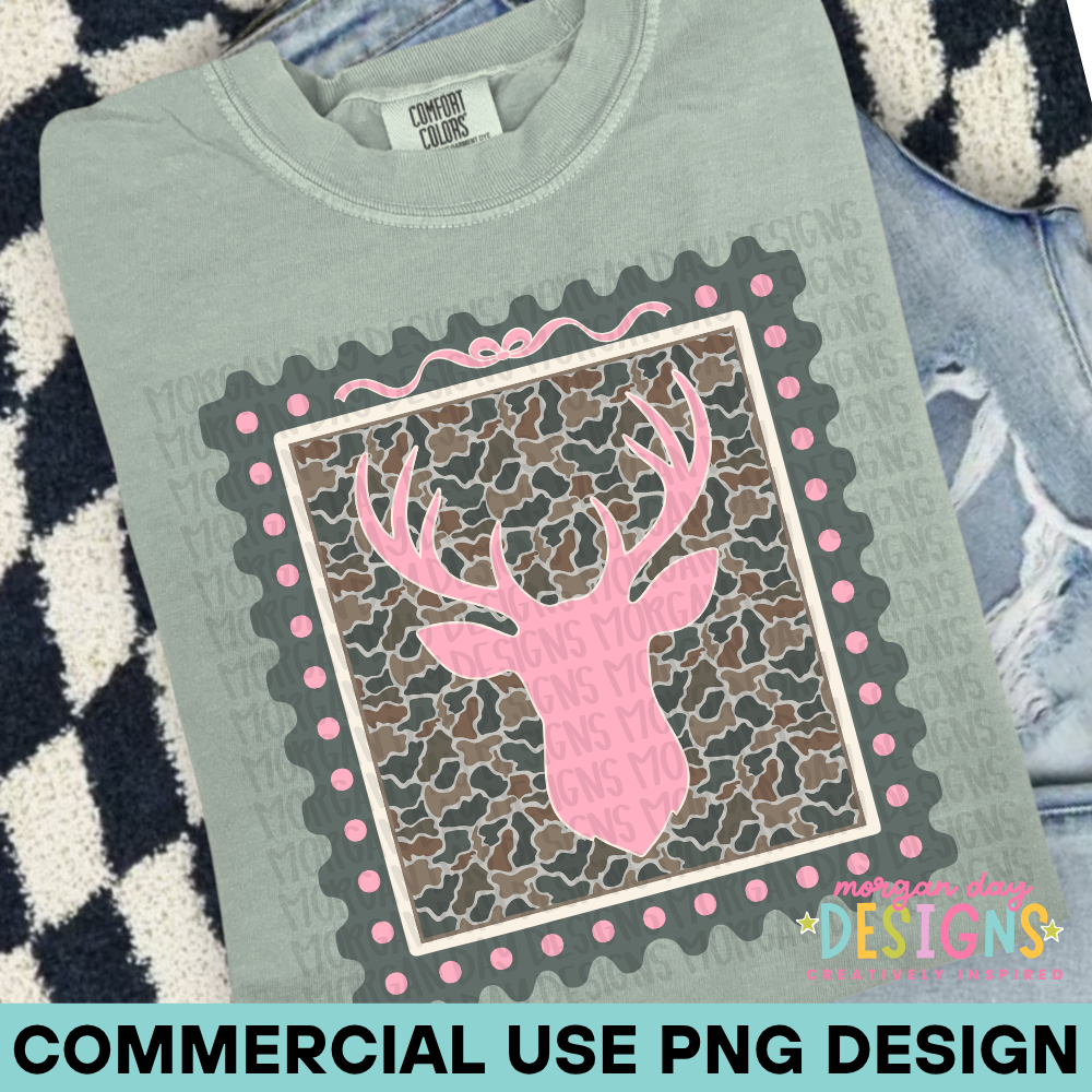 Camo Pink Deer Stamp PNG