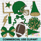 School Spirit Green Football Clipart
