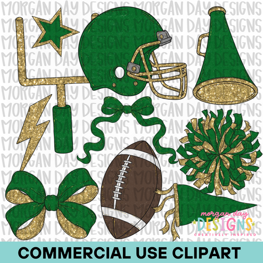 School Spirit Green Football Clipart
