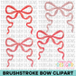 Crushed Peppermint Brushstroke Bow Clipart Bundle
