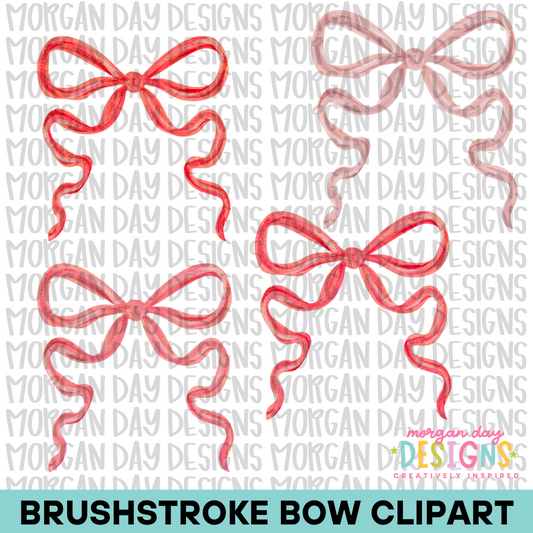 Crushed Peppermint Brushstroke Bow Clipart Bundle