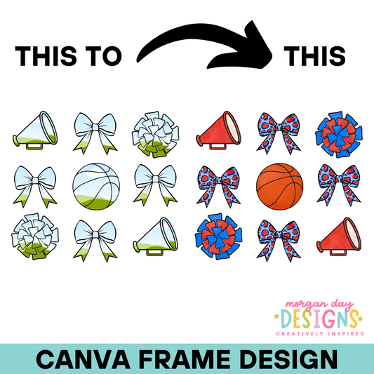 Coquette Basketball Cheer Canva Frame