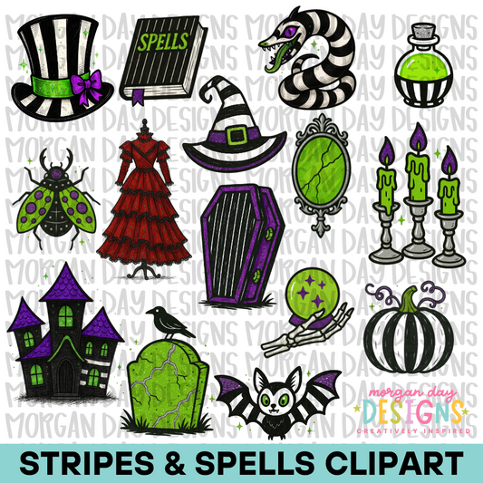 Stripes and Spells Clipart Bundle