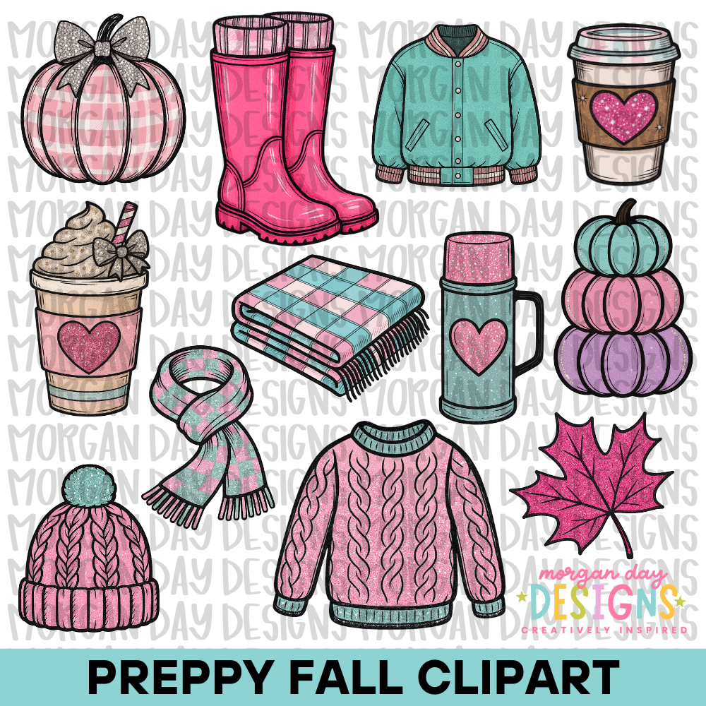 Preppy Fall Clipart Bundle