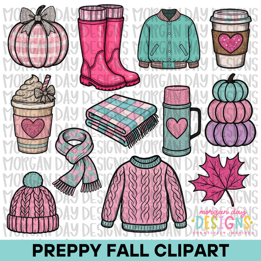 Preppy Fall Clipart Bundle