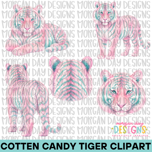 Cotton Candy Tiger Clipart Bundle