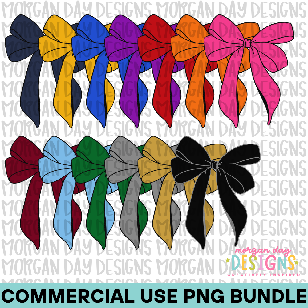 School Spirit Solid Bow PNG Bundle
