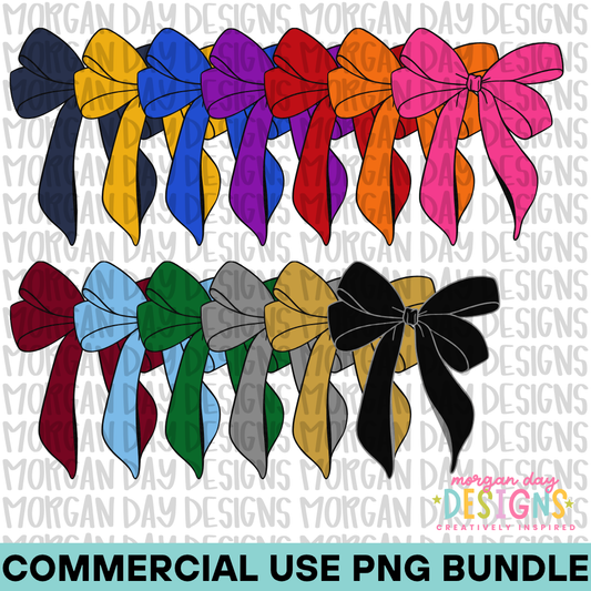 School Spirit Solid Bow PNG Bundle