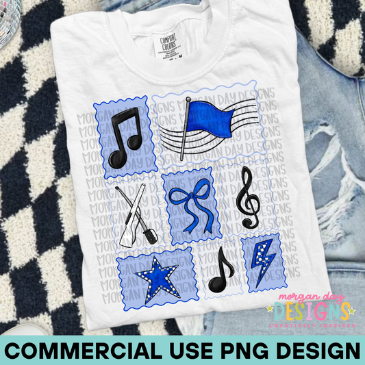 Marching Band Color Guard Collage Blue PNG Design