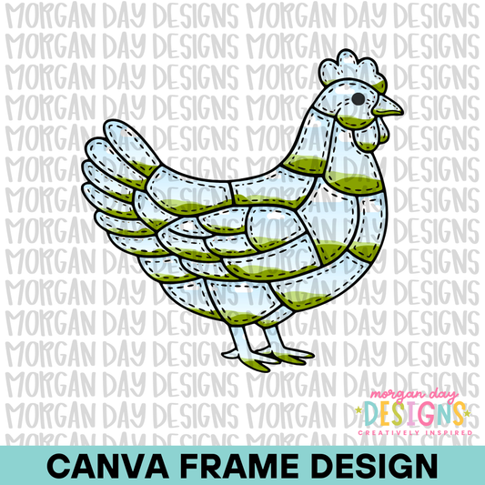 Patchwork Chicken Canva Frame