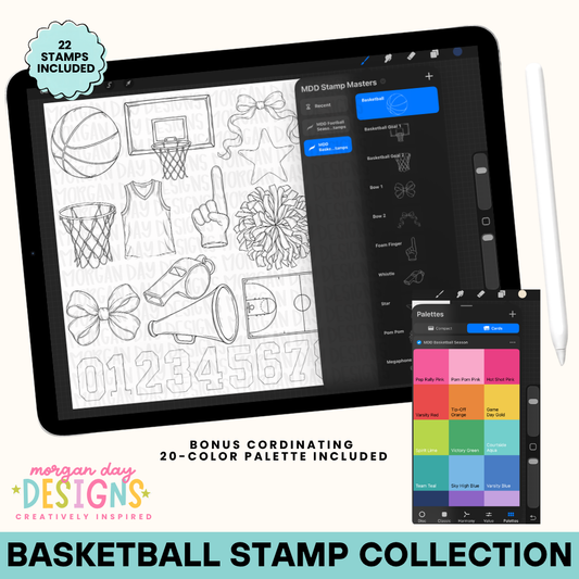Basketball Season | Procreate Stamp Collection + Color Palette