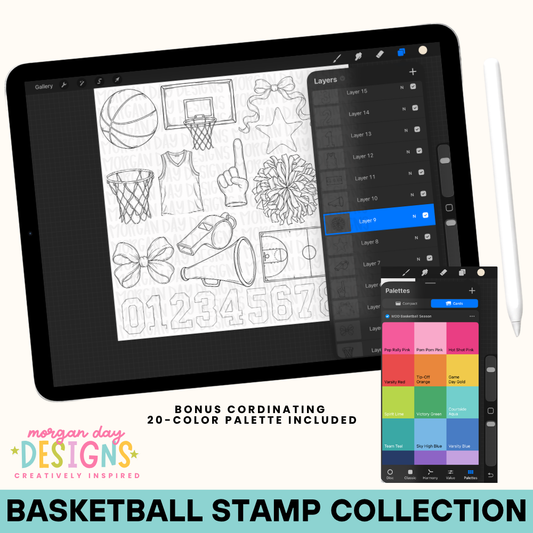 Basketball Season | Procreate Stamp Collection + Color Palette