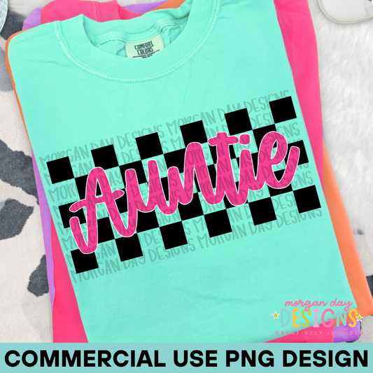 Checkered Auntie PNG Design