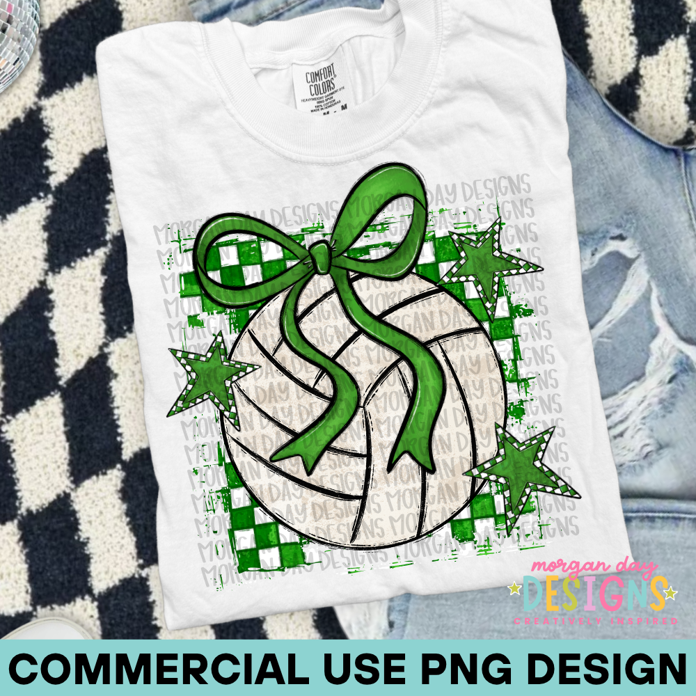 Preppy Volleyball Green PNG Design