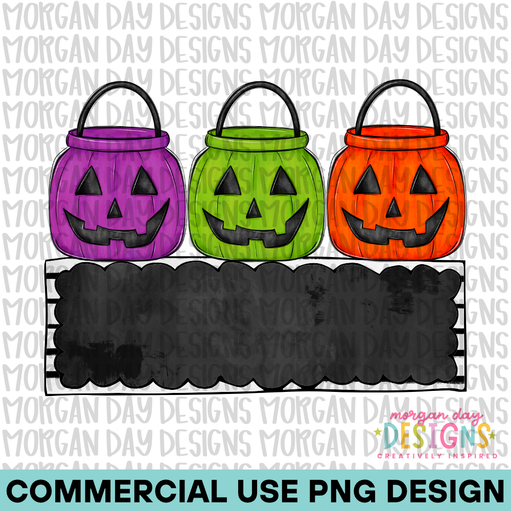Halloween Pumpkin Bucket Blank Name Plate PNG