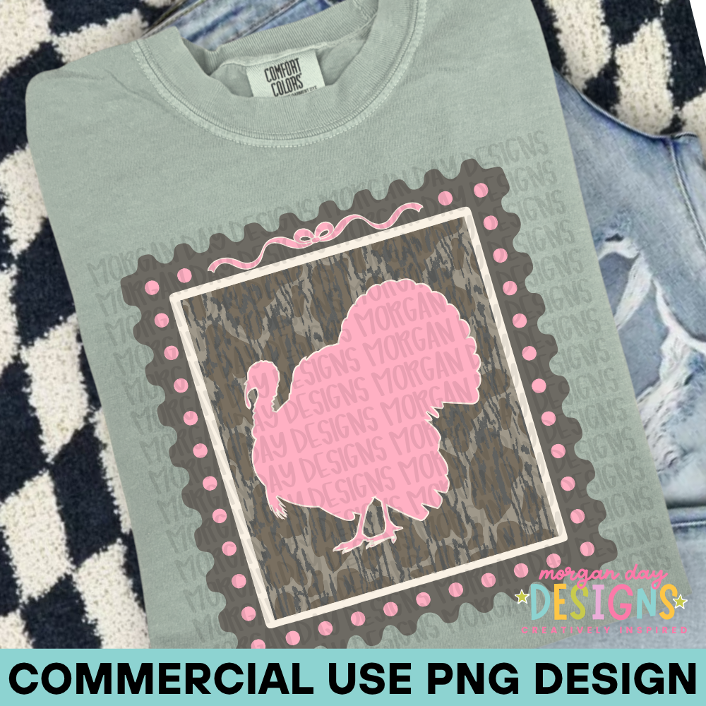 Camo Pink Turkey Stamp PNG 3