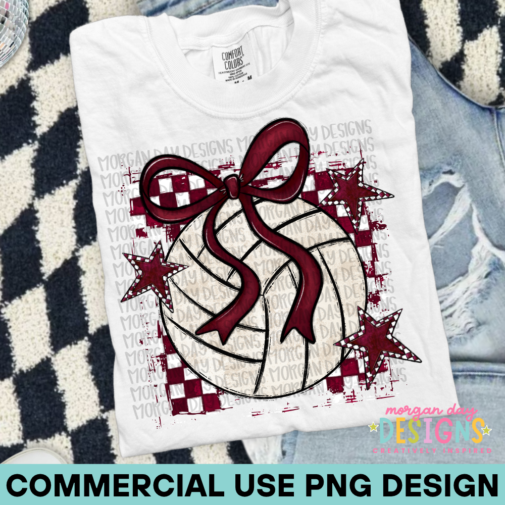 Preppy Volleyball Maroon PNG Design