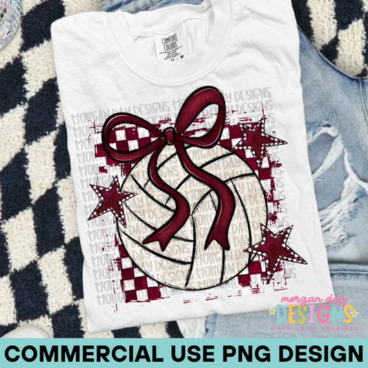 Preppy Volleyball Maroon PNG Design