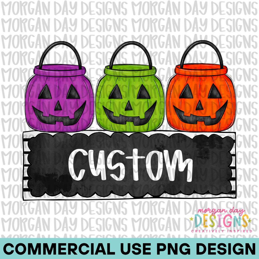 Custom Halloween Bucket Name Plate PNG