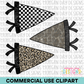 Checkered, Camo and Leopard Pennant Flag Clipart