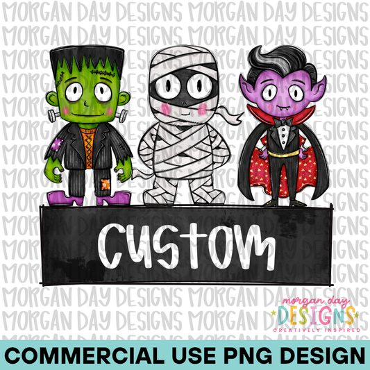 Custom Halloween Monster Name Plate PNG