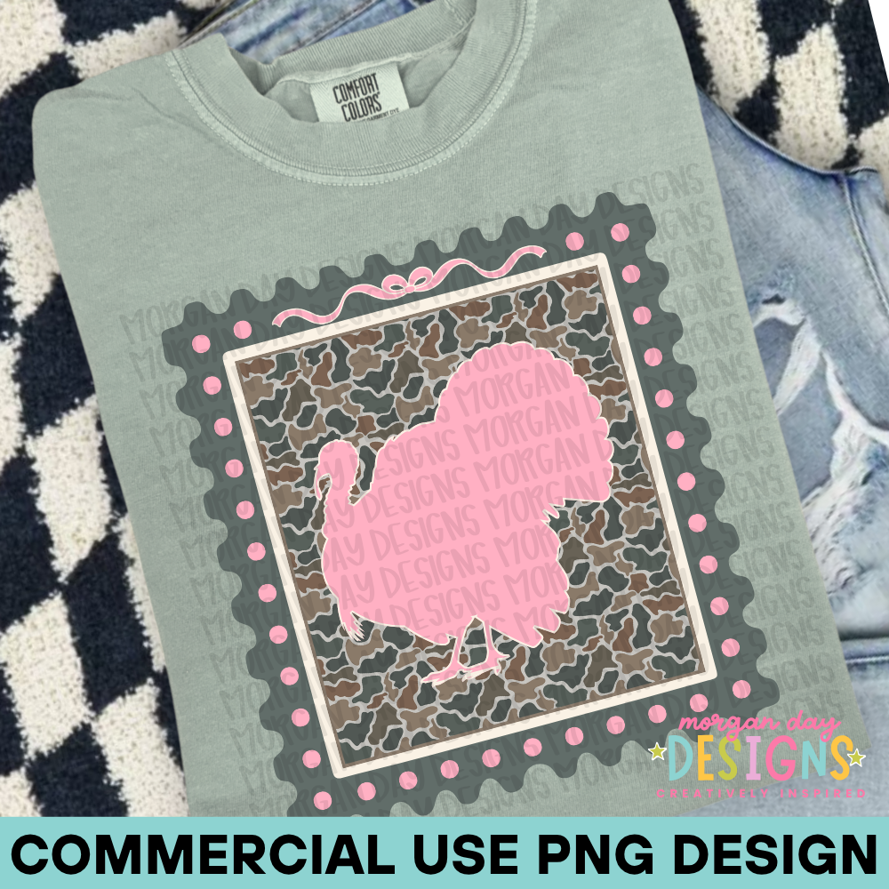 Camo Pink Turkey Stamp PNG