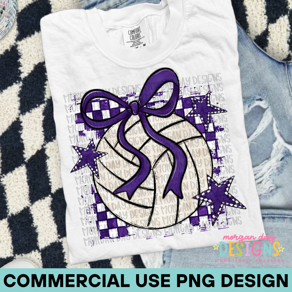 Preppy Volleyball Purple PNG Design