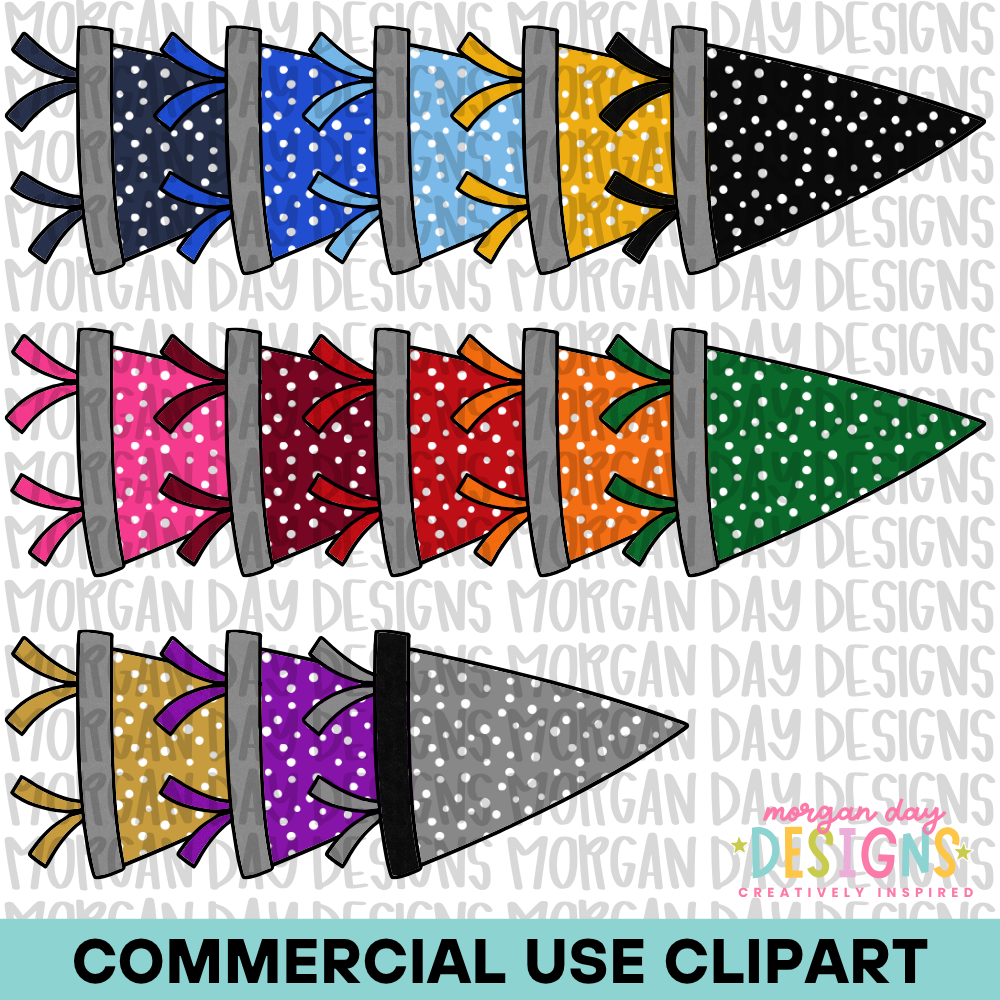 School Spirit Polka Dots Pennant Flag Clipart
