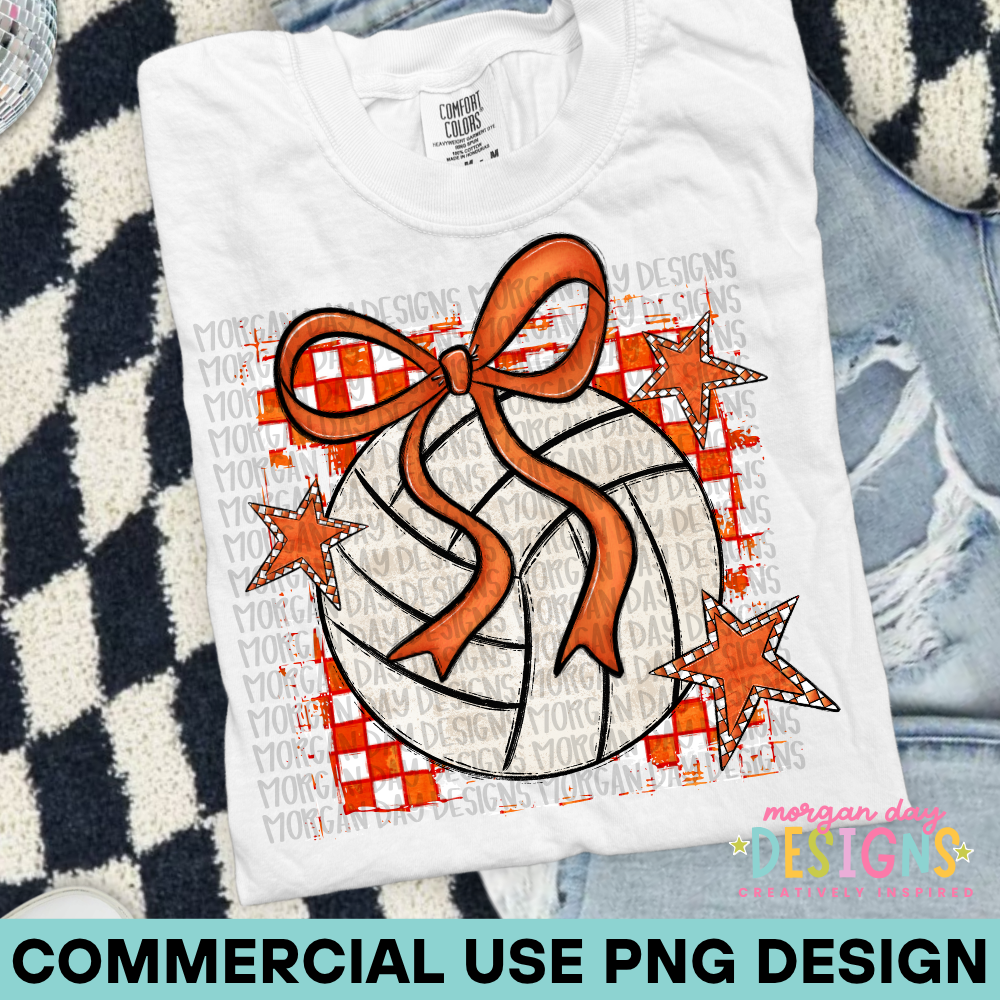 Preppy Volleyball Orange PNG Design
