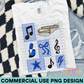 Marching Band Trombone Collage Blue PNG Design