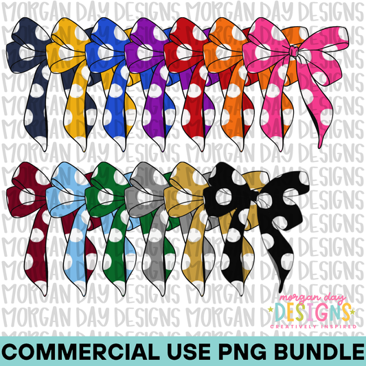 School Spirit Paint Dots Bow PNG Bundle