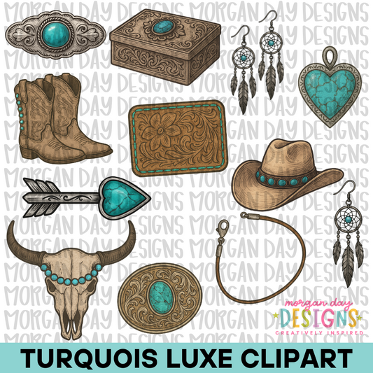 Turquois Luxe Clipart Bundle