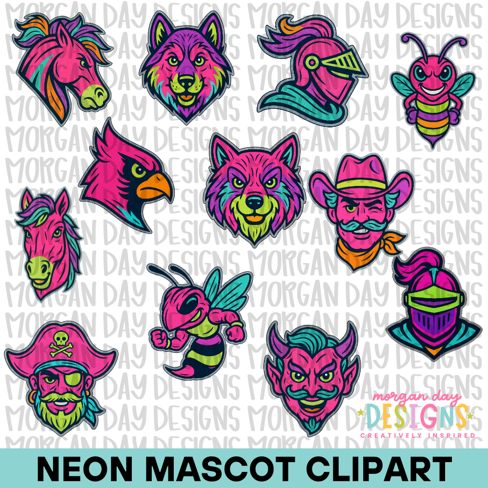 Neon Mascot Clipart Bundle