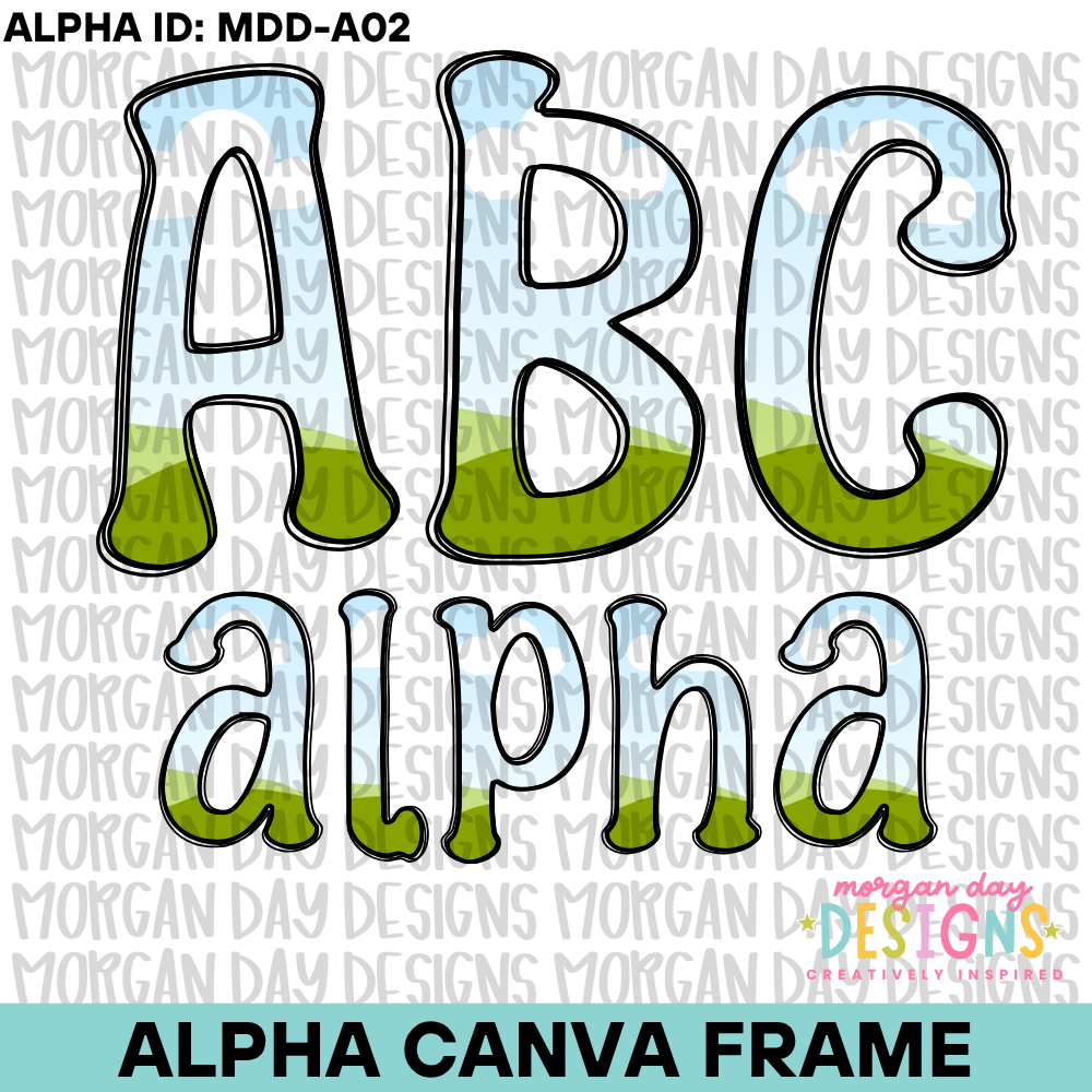 Classic Alpha Canva Frame | Uppercase & Lowercase Letters