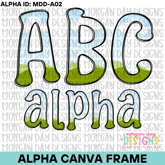 Classic Alpha Canva Frame | Uppercase & Lowercase Letters