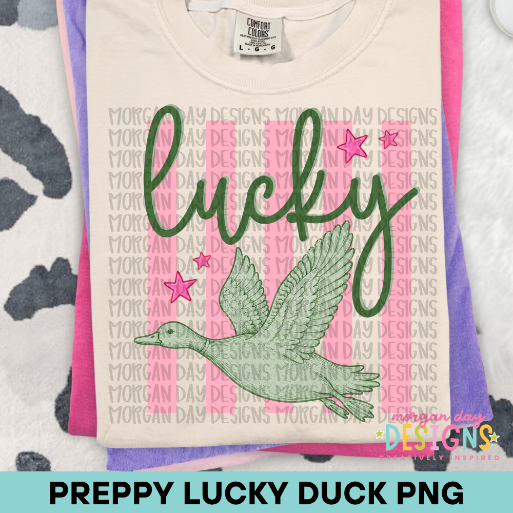 Preppy Lucky Duck PNG Design
