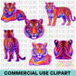 Neon Tiger Clipart Bundle